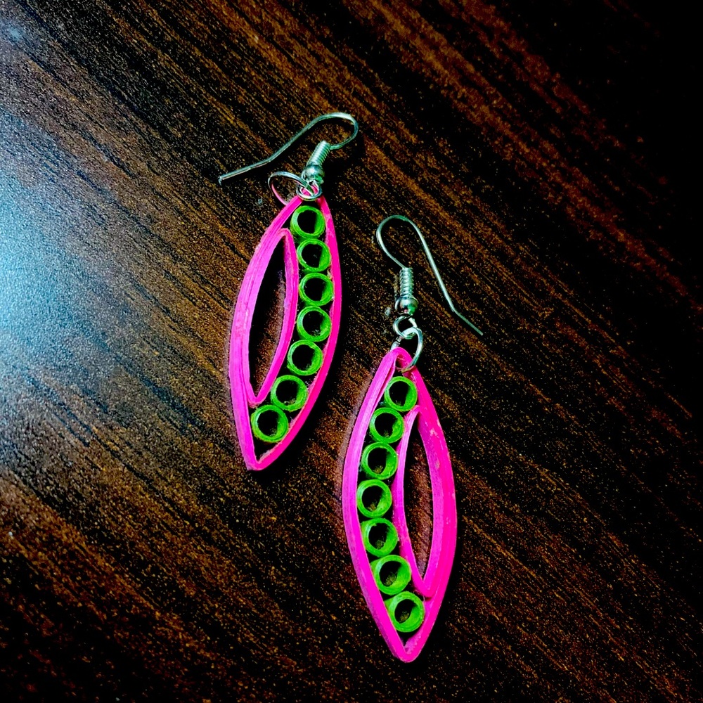 Handmade paper earrings no more hurting ears.